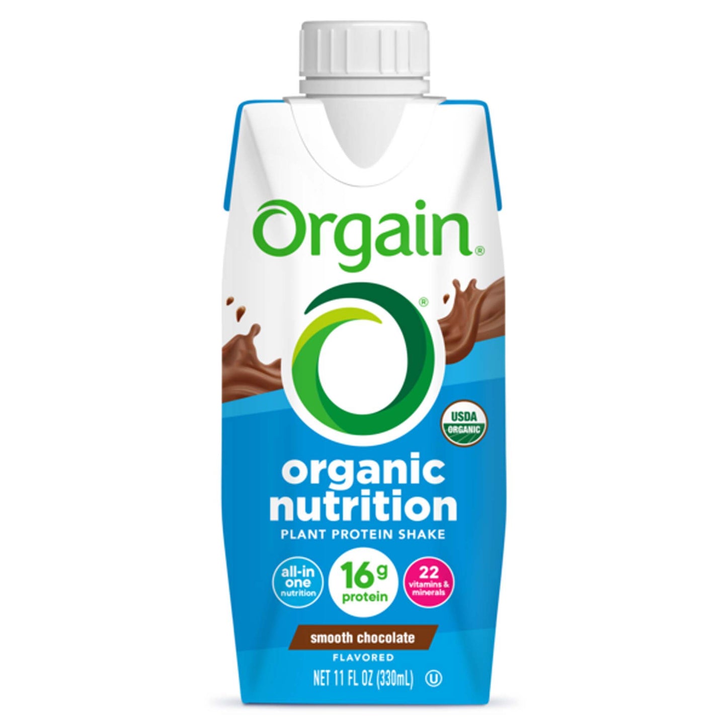 Oral Supplement Orgain Organic Nutrition™ Vegan Shake Smooth Chocolate Flavor Liquid 11 oz. Carton
