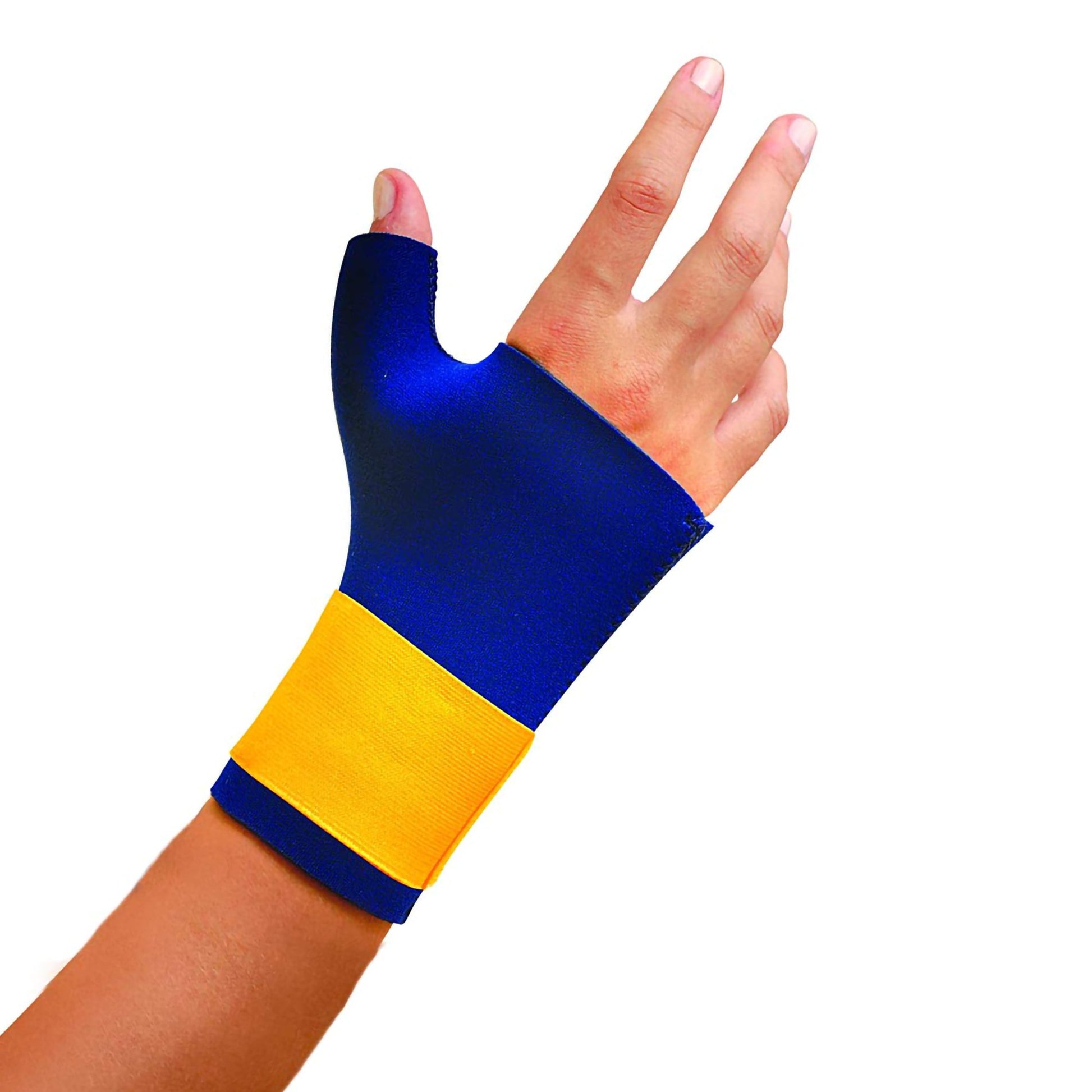 Wrist / Thumb Support Classic Neoprene / Nylon Left or Right Hand Navy Blue / Yellow Large