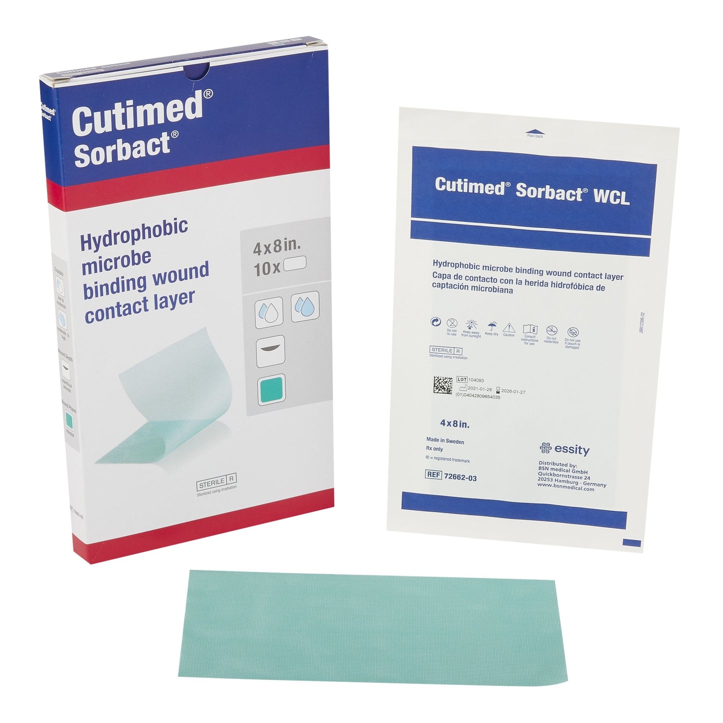 Cutimed Sorbact WCL Antimicrobial Wound Contact Layer Dressing, 4 x 8 inch