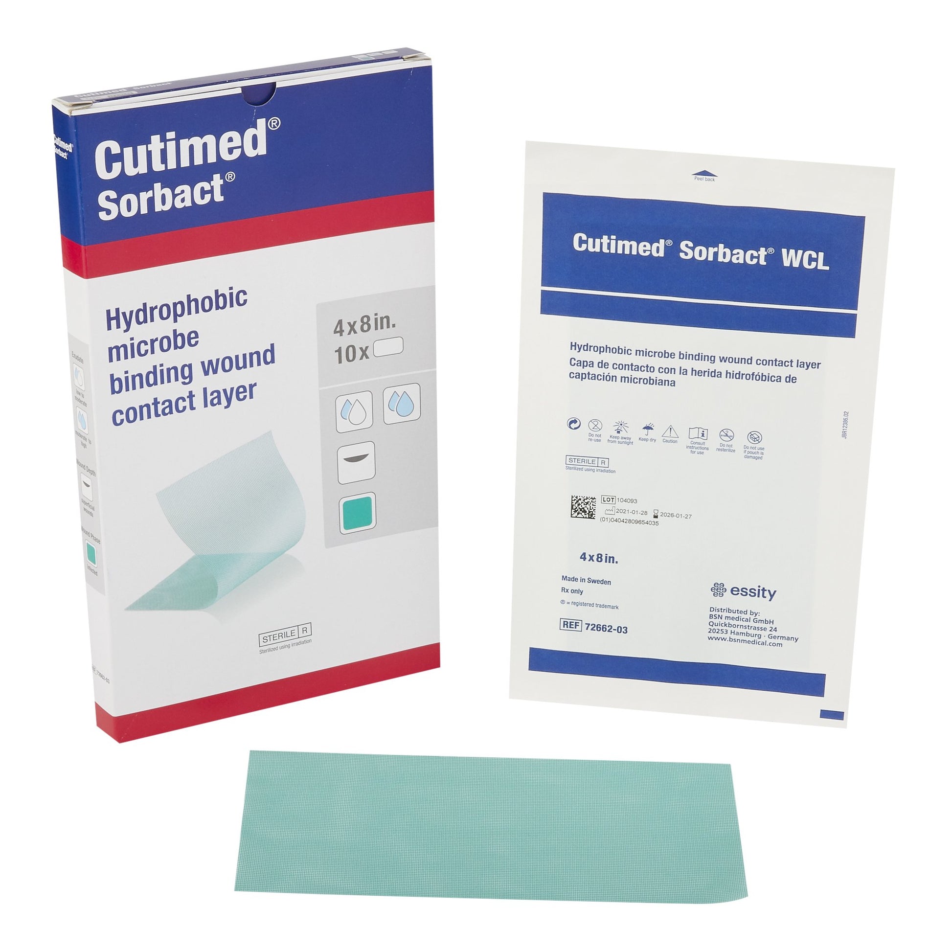 Cutimed Sorbact WCL Antimicrobial Wound Contact Layer Dressing, 4 x 8 inch