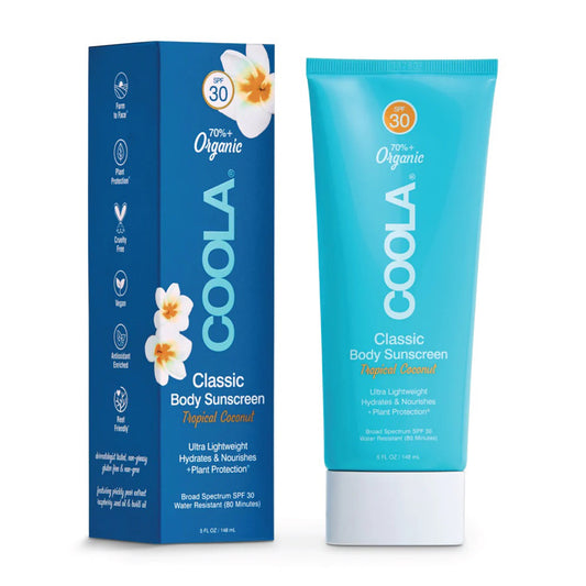 Coola Classic Body Sunscreen SPF 30 Tropical Coconut Scent, 5-ounce Tube