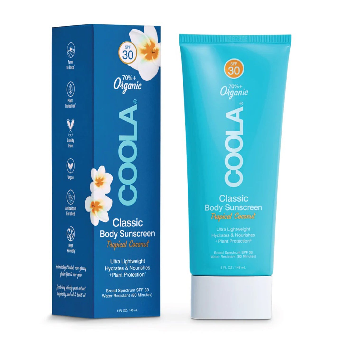 Coola Classic Body Sunscreen SPF 30 Tropical Coconut Scent, 5-ounce Tube