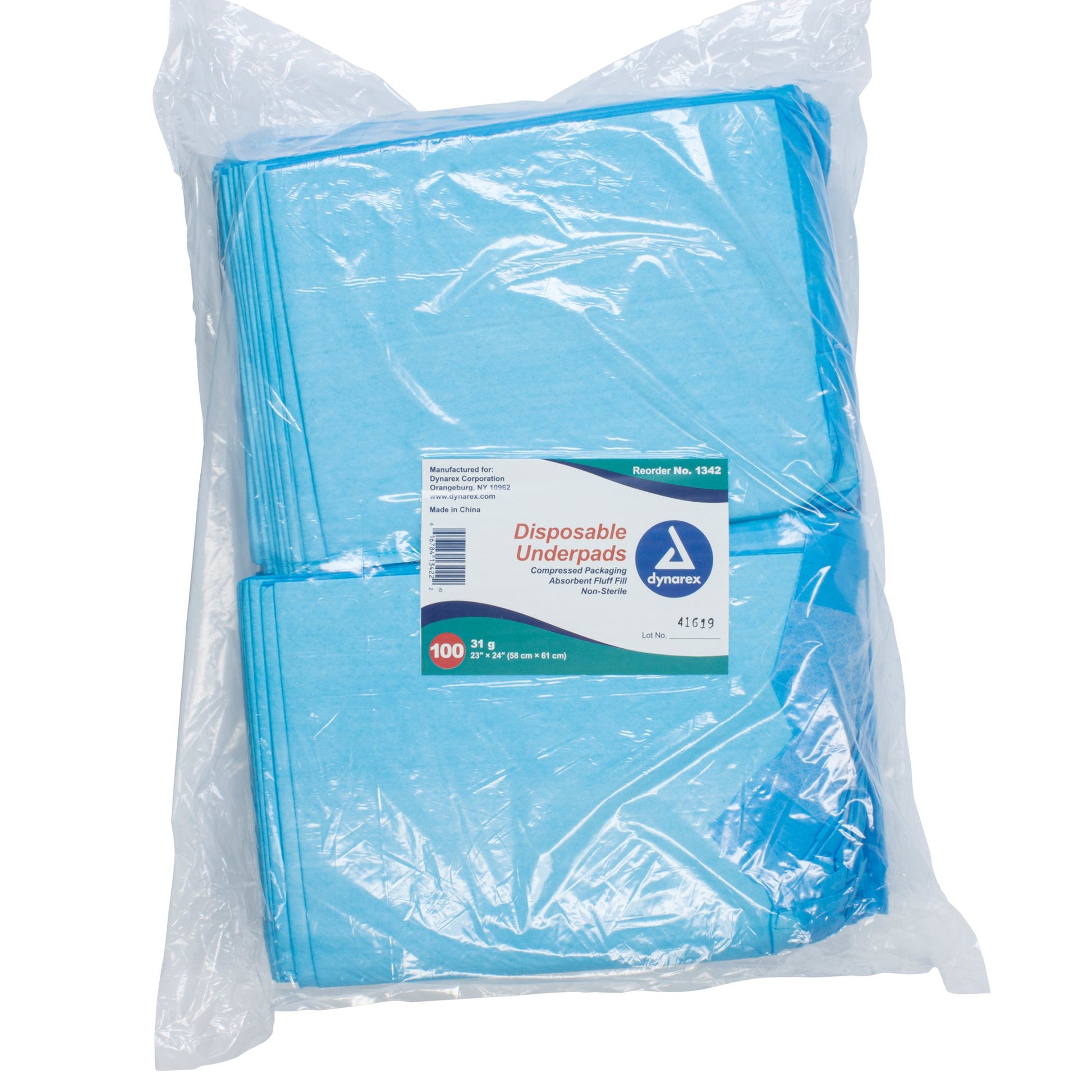 Dynarex Absorbent Fluff Fill Underpad, 23 x 24 Inch