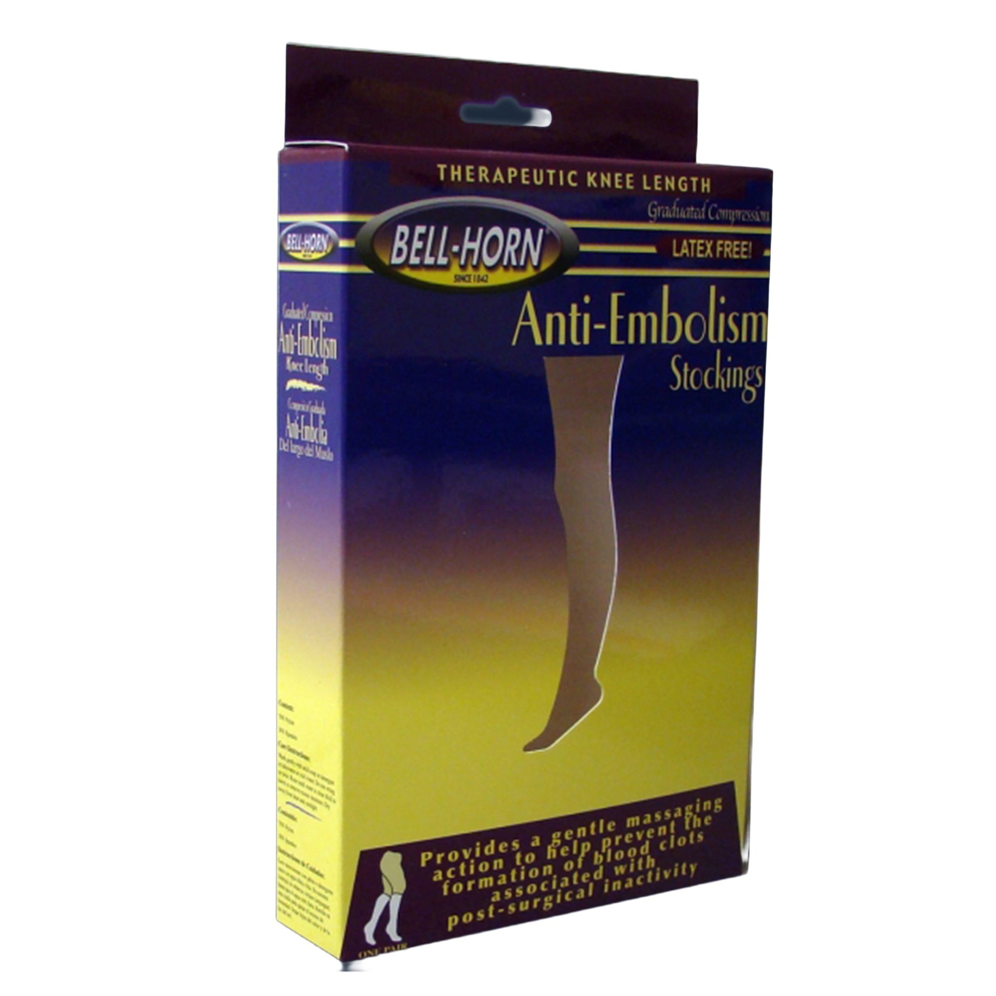 Bell-Horn Knee Length Anti-Embolism Stockings, 2X-Large/Reg, Black
