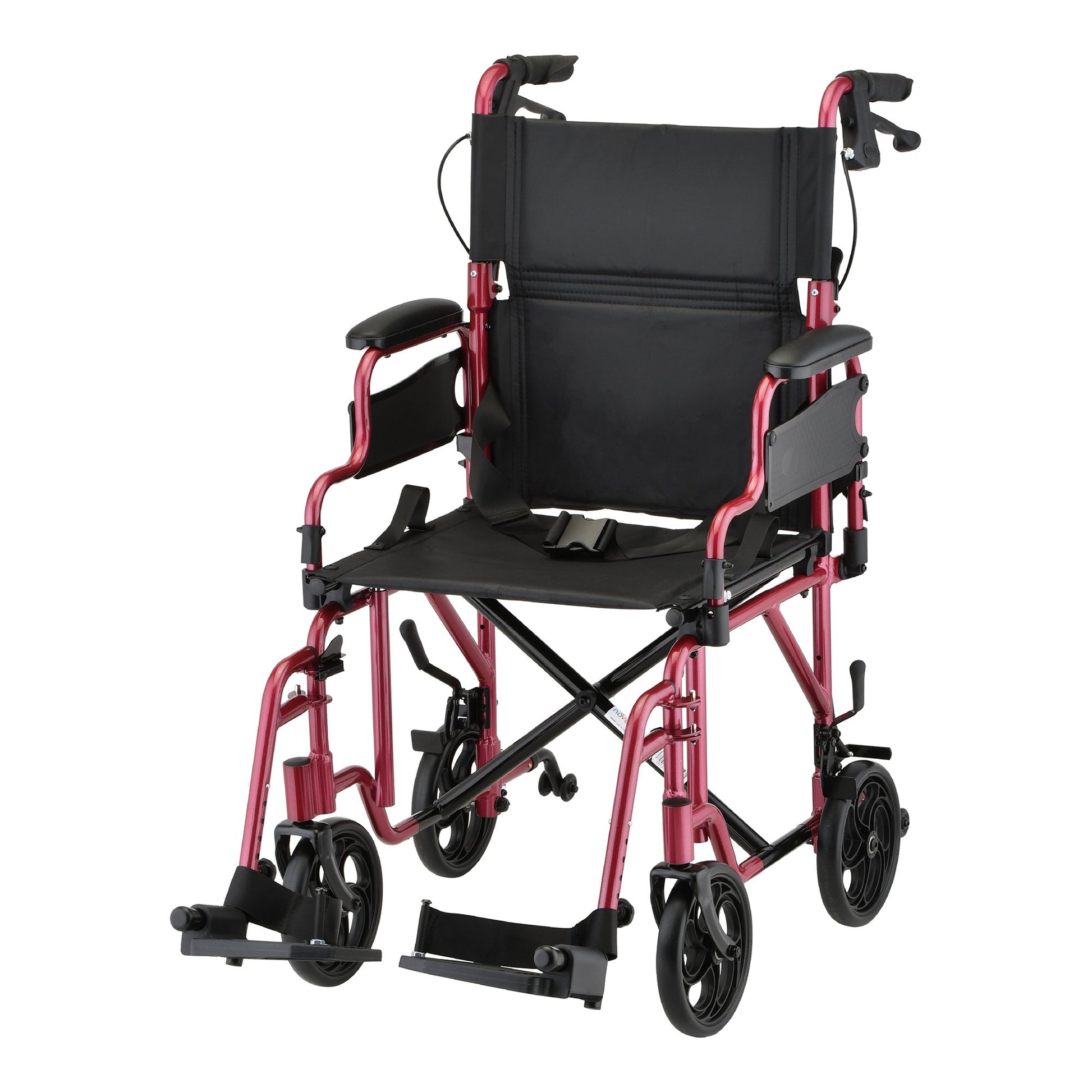 Transport Chair Nova 19 Inch Seat Width Desk Length Arm Elevating Legrest Aluminum Frame with Red Finish