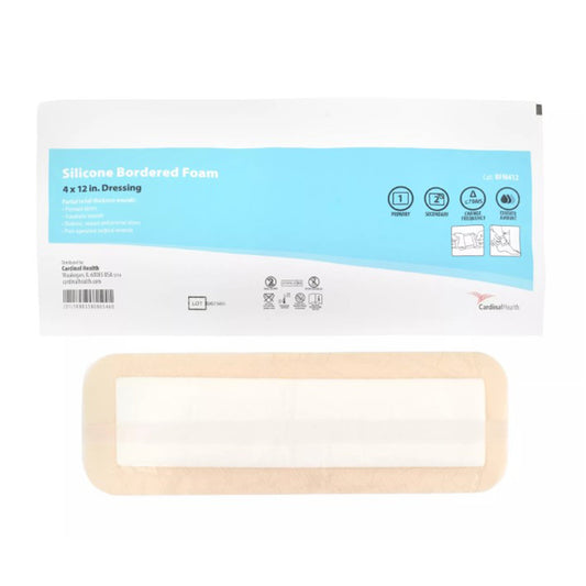 5-Layer Foam Dressing Kendall™ 4 X 13 Inch With Border Film Backing Silicone Adhesive Rectangle Sterile