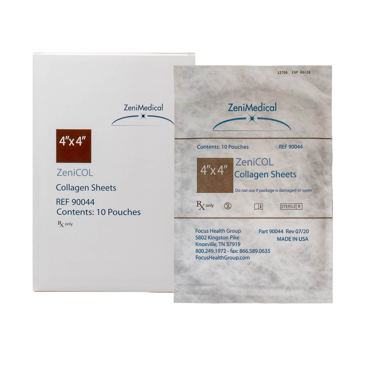 Collagen Dressing ZeniCOL 4 X 4 Inch Square Sterile