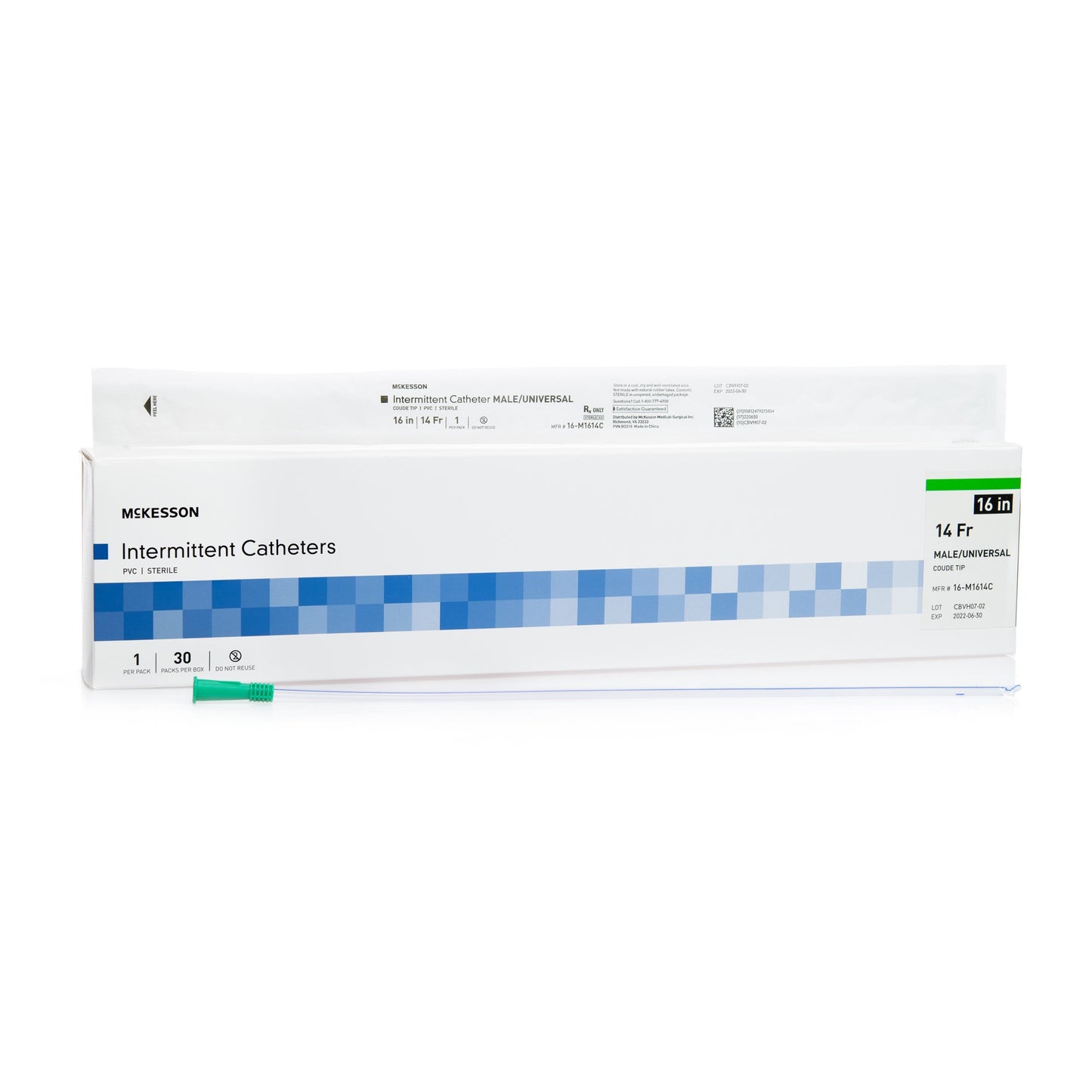 McKesson Male Urethral Catheter, 14 Fr, Coud Tip