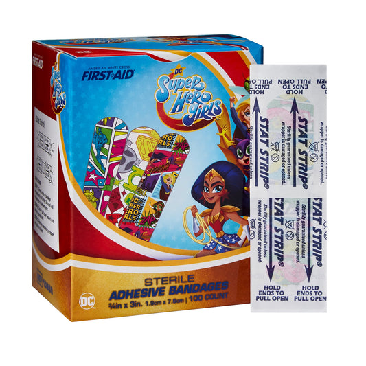 American White Cross First Aid DC Super Hero Girls Kid Design Adhesive Strips