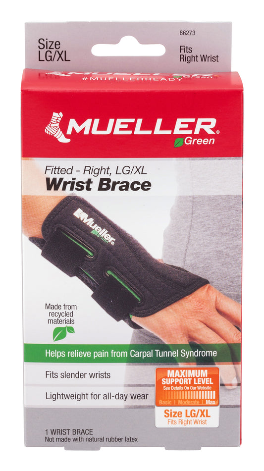 Wrist Brace Mueller Green Plastic / Spandex Right Hand Black Large / X-Large