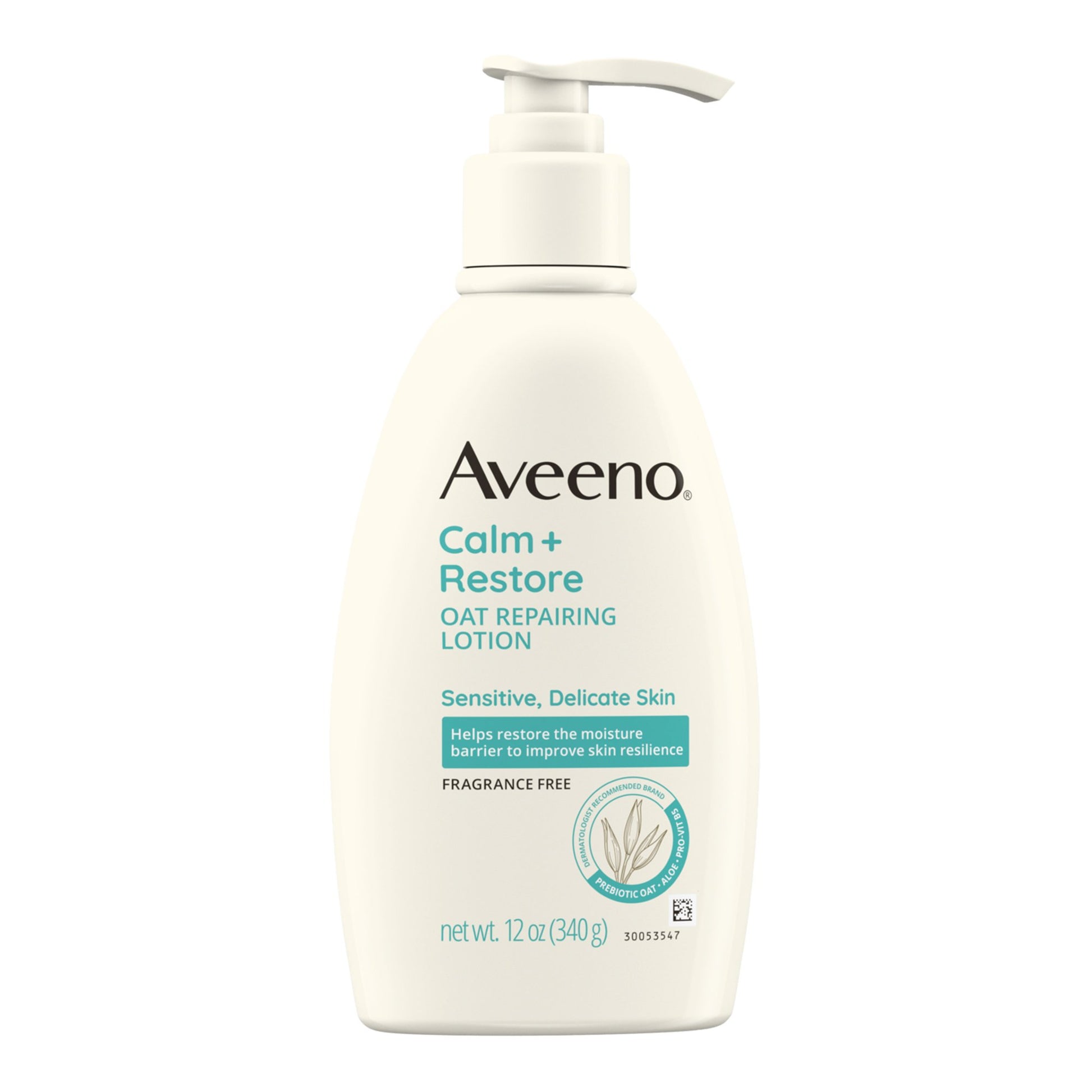 Aveeno Calm + Restore Oat Repairing Lotion Fragrance Free, 12-ounce Pump Bottle