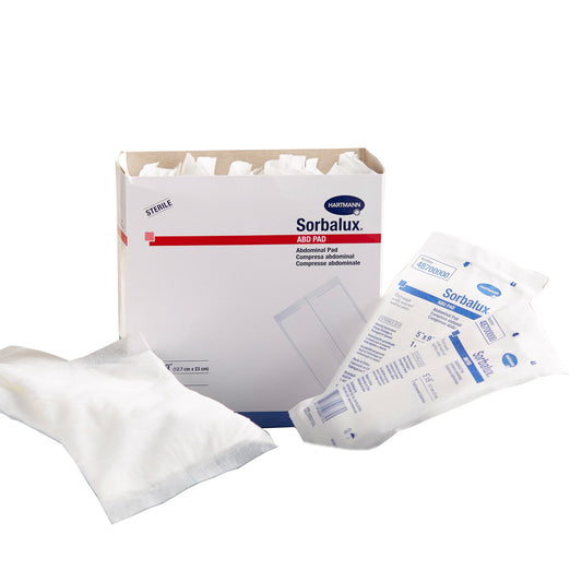 Sorbalux ABD Sterile Abdominal Pad, 5 x 9 Inch, One-Ply