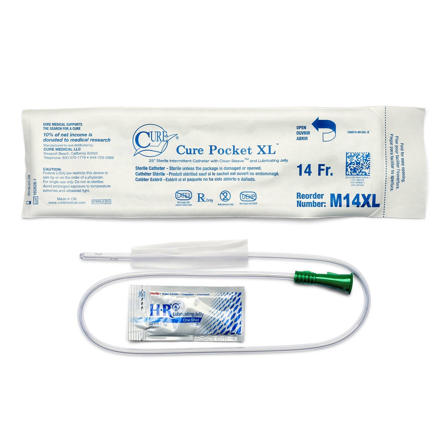 Cure Medical Urethral Catheter, Pocket Size