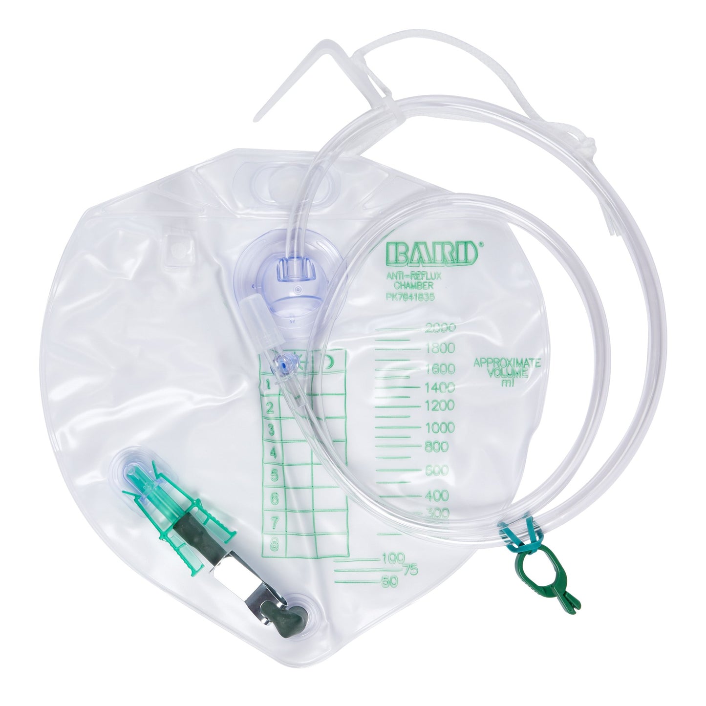 Bard Urinary Drain Bag with Anti-Reflux, 1 Hook, 2000 mL