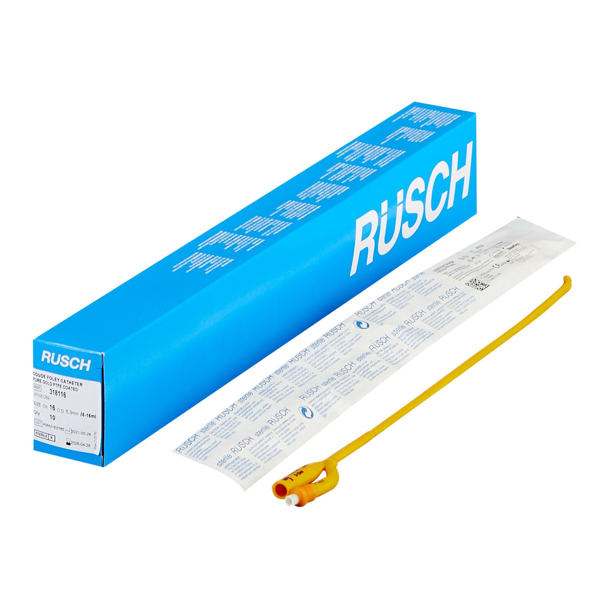 Rüsch PureGold Foley Catheter, 16 Fr., 5 cc, Coud