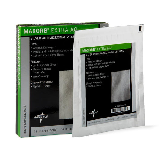 Maxorb Extra Ag+ Calcium Alginate Dressing with Silver, 4 x 4 Inch