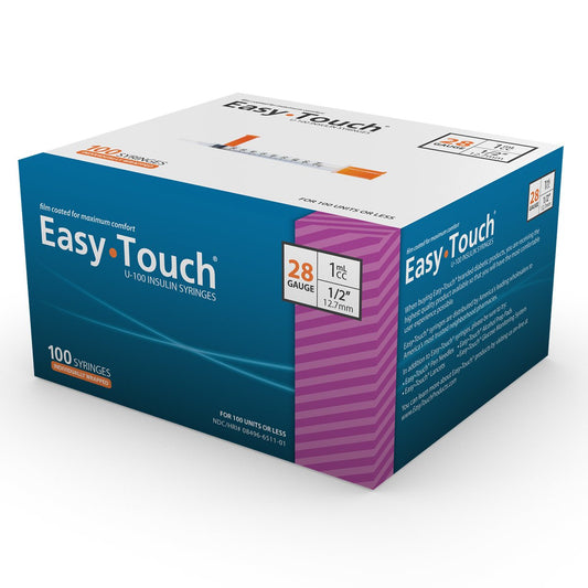 Standard Insulin Syringe with Needle EasyTouch™ 1 mL 1/2 Inch 28 Gauge NonSafety Thin Wall