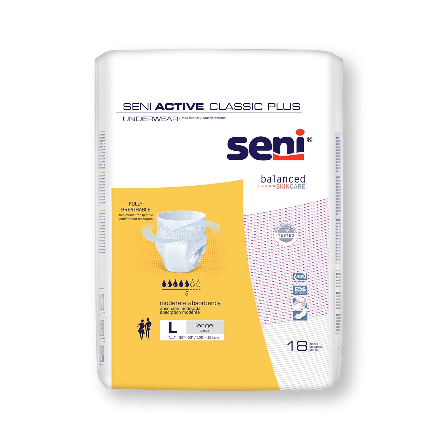 Seni Active Classic Plus Moderate Absorbent Underwear, Large