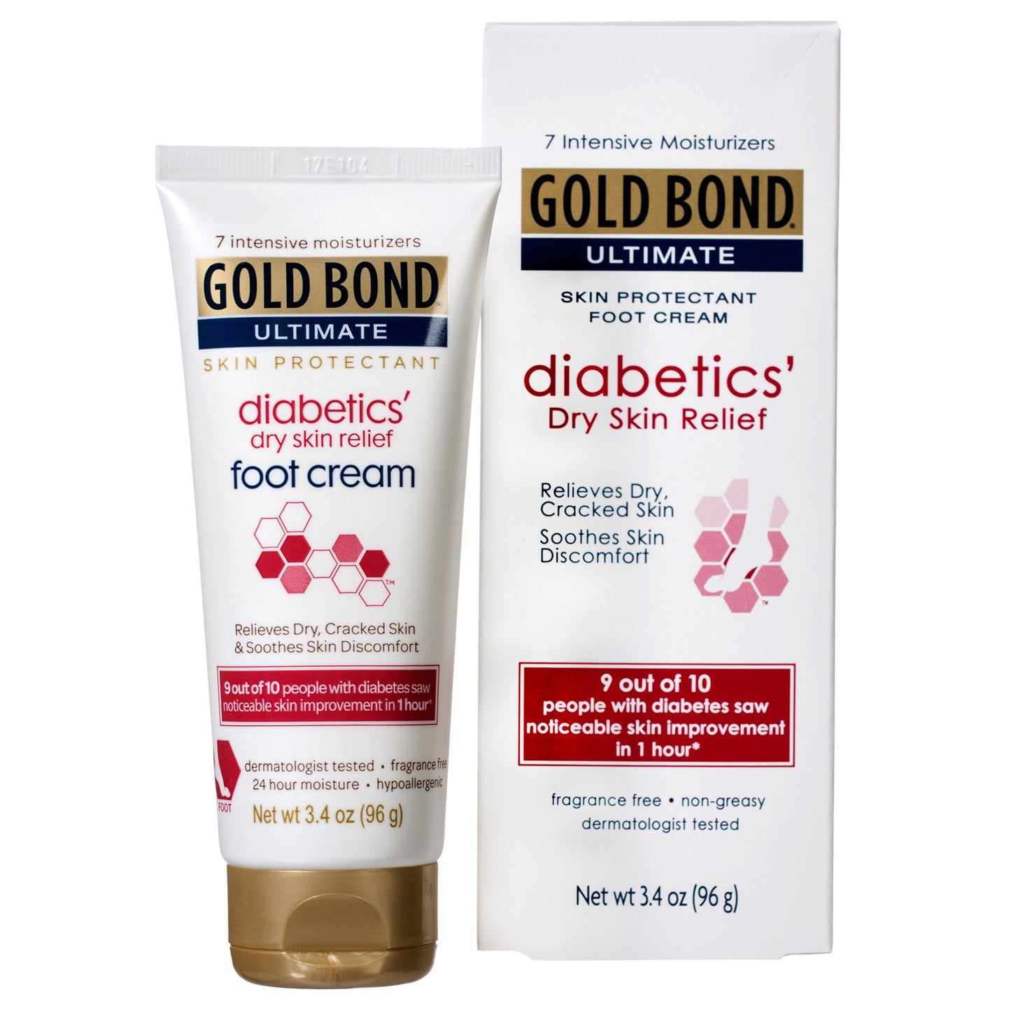 Foot Moisturizer Gold Bond Medicated Diabetics' 3.4 oz. Tube Unscented Cream