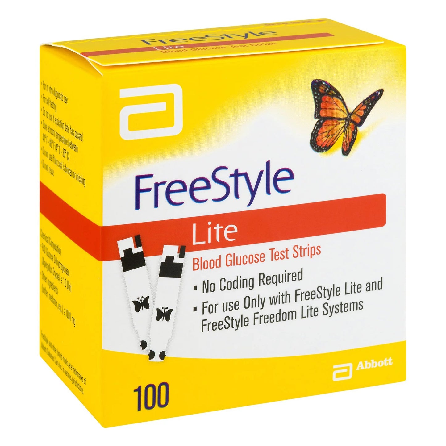Blood Glucose Test Strips FreeStyle Lite 100 Strips per Pack For Freestyle Lite Monitor System