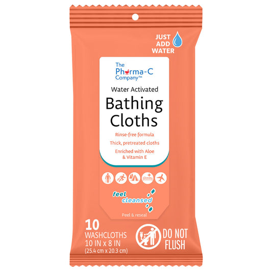Rinse-Free Bath Wipe The Pharma-C Company Soft Pack Light Scent 10 Count