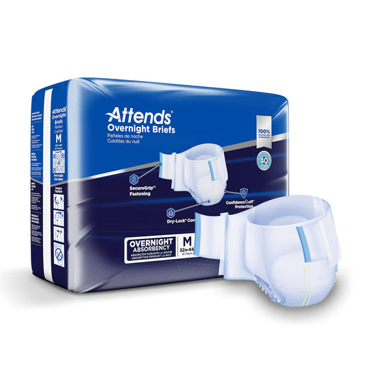 Attends Briefs with Overnight Protection, Medium