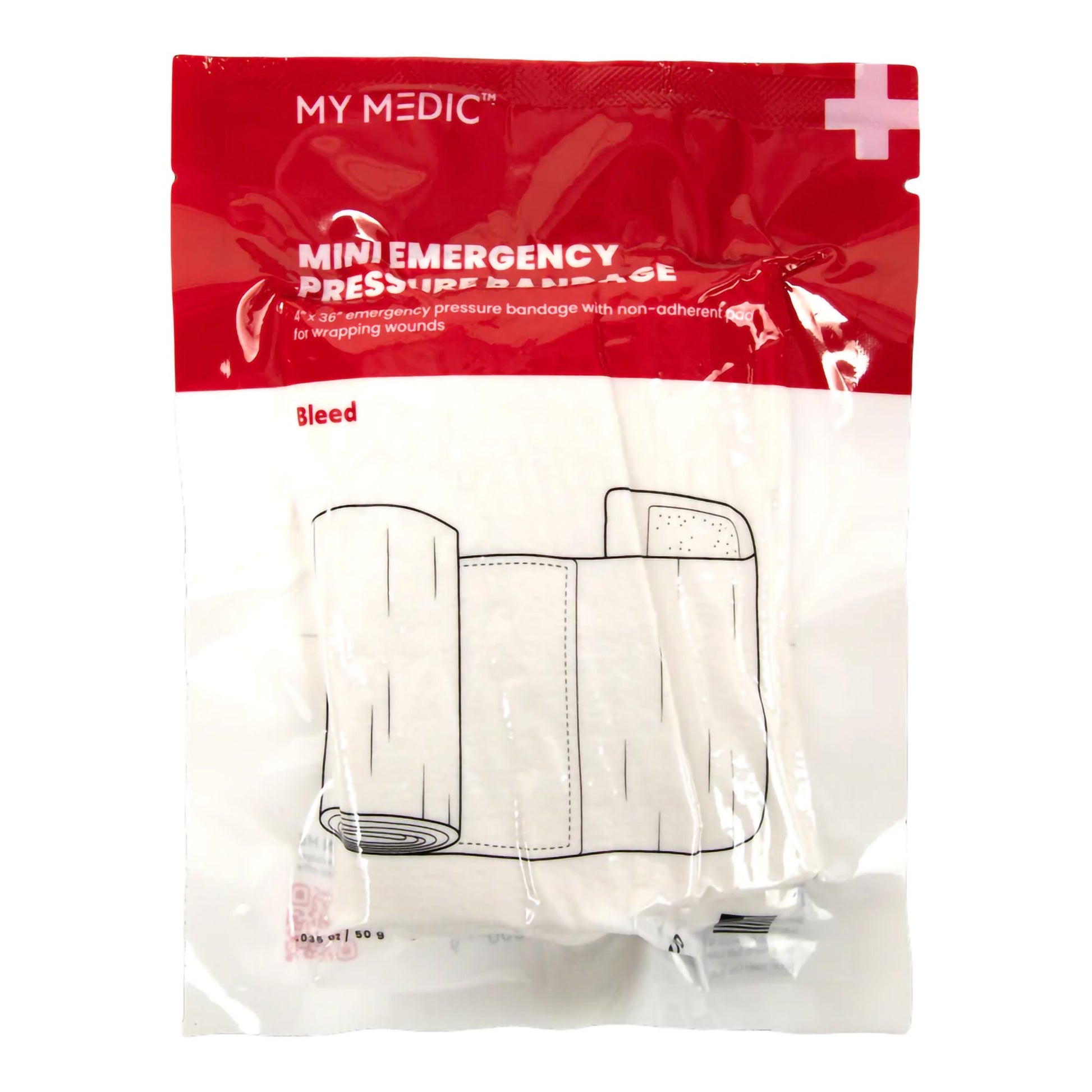 Trauma Pressure Dressing with Wrap My Medic™ 4 X 36 Inch Hook and Loop Closure White Sterile Standard Compression