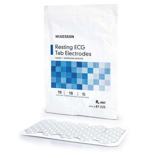 ECG Resting Electrode McKesson Tab Connector Conductive Adhesive Gel Adult Non-Radiolucent 10 per Pack