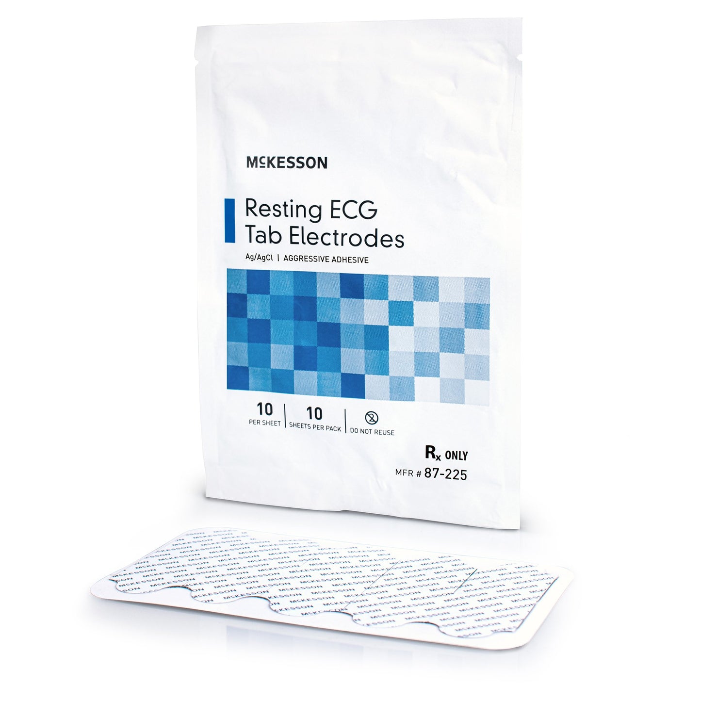 ECG Resting Electrode McKesson Tab Connector Conductive Adhesive Gel Adult Non-Radiolucent 10 per Pack