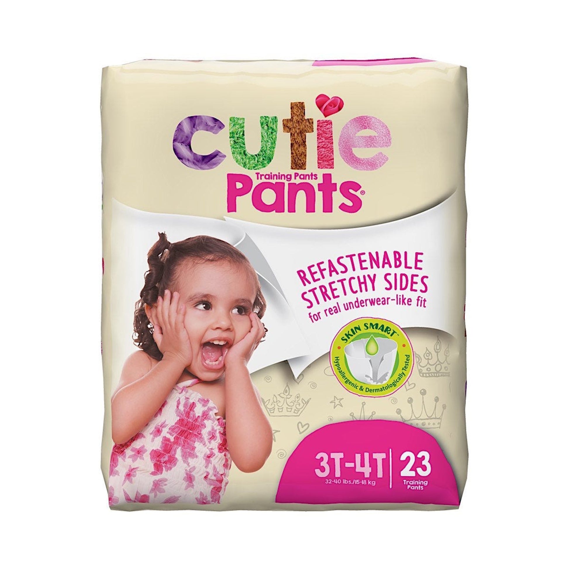Cutie Pants Toddler Training Pants, Pink Princess Print, 3T – 4T, 32 – 40 lbs.