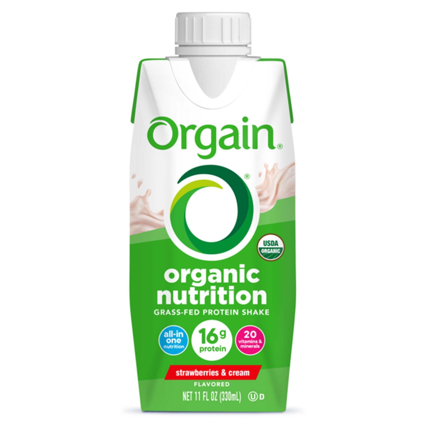Oral Supplement Orgain Organic Nutrition™ Shake Strawberries and Cream Flavor Liquid 11 oz. Carton