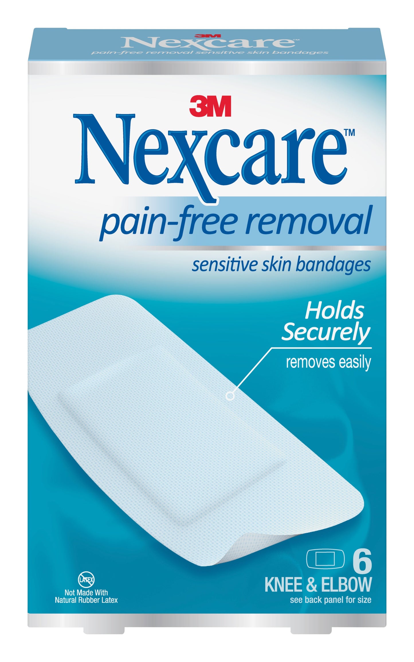 Nexcare™ Sensitive Skin Knee / Elbow White Adhesive Strip, 2 x 4 Inch