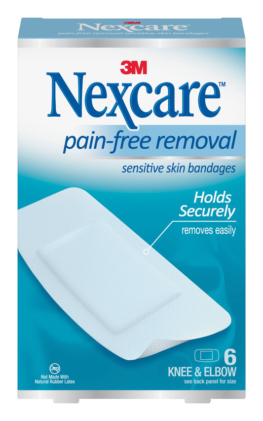 Nexcare™ Sensitive Skin Knee / Elbow White Adhesive Strip, 2 x 4 Inch