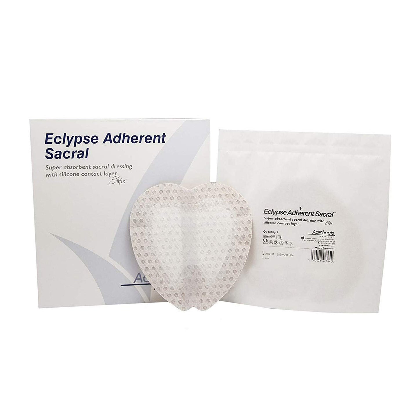 Super Absorbent Dressing Eclypse Adherent Sacral 8-1/2 X 9 Inch Sacral