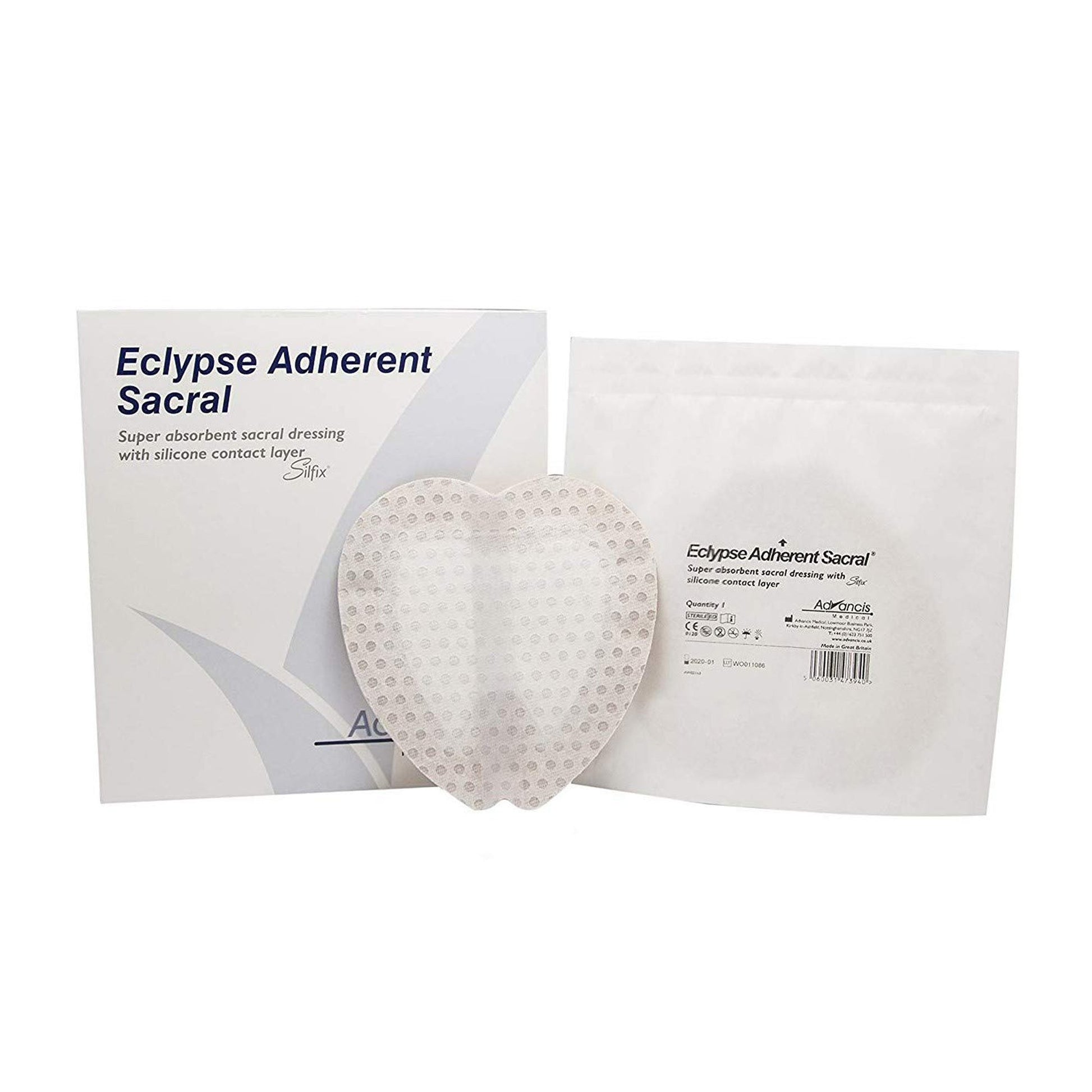 Super Absorbent Dressing Eclypse Adherent Sacral 8-1/2 X 9 Inch Sacral