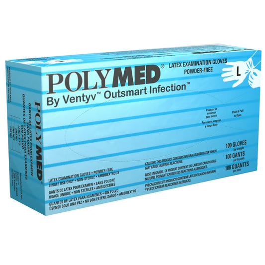 Polymed Latex Exam Glove, Large, Ivory