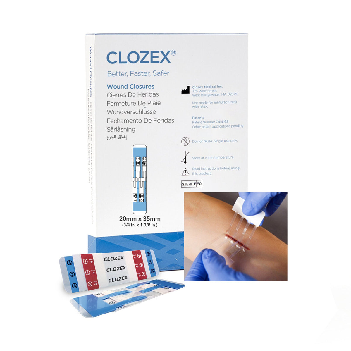 Skin Closure Device Clozex 3/4 X 1-3/8 Inch Polyurethane, Polyester, M ...