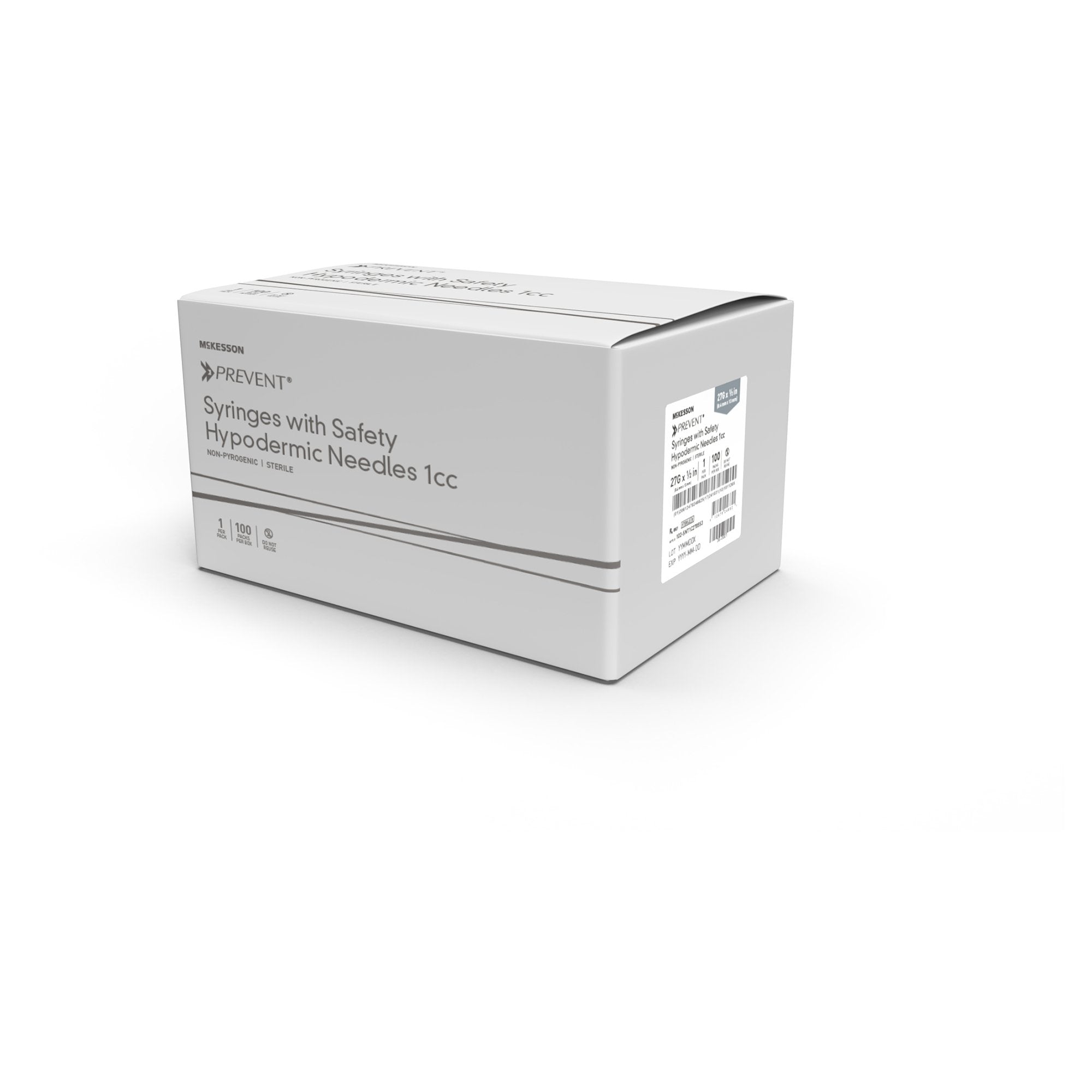 Safety Tuberculin Syringe with Needle McKesson Prevent 1 mL 5/8 Inch 2 ...