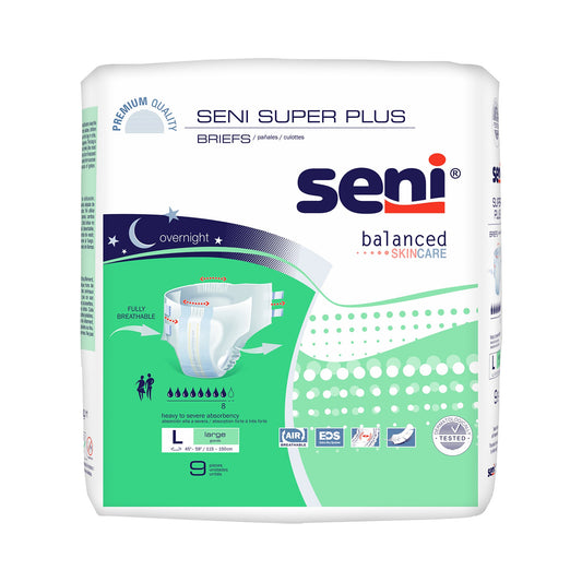Seni Super Plus Overnight Heavy to Severe Absorbency Incontinence Brief, Large