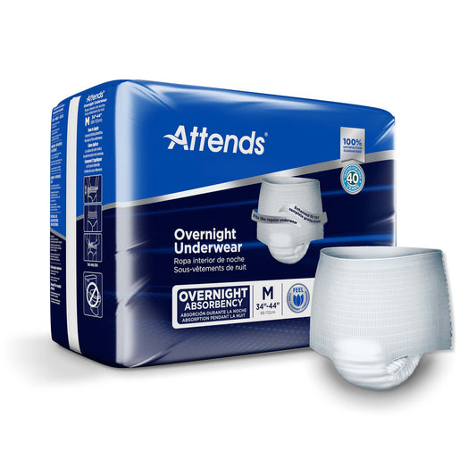 Attends Overnight Underwear with Extended Wear Protection, Medium