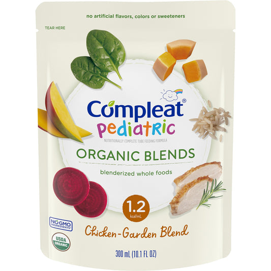 Pediatric Oral Supplement Compleat Pediatric Organic Blends Chicken Garden Flavor 10.1 oz. Pouch Liquid Plant Based