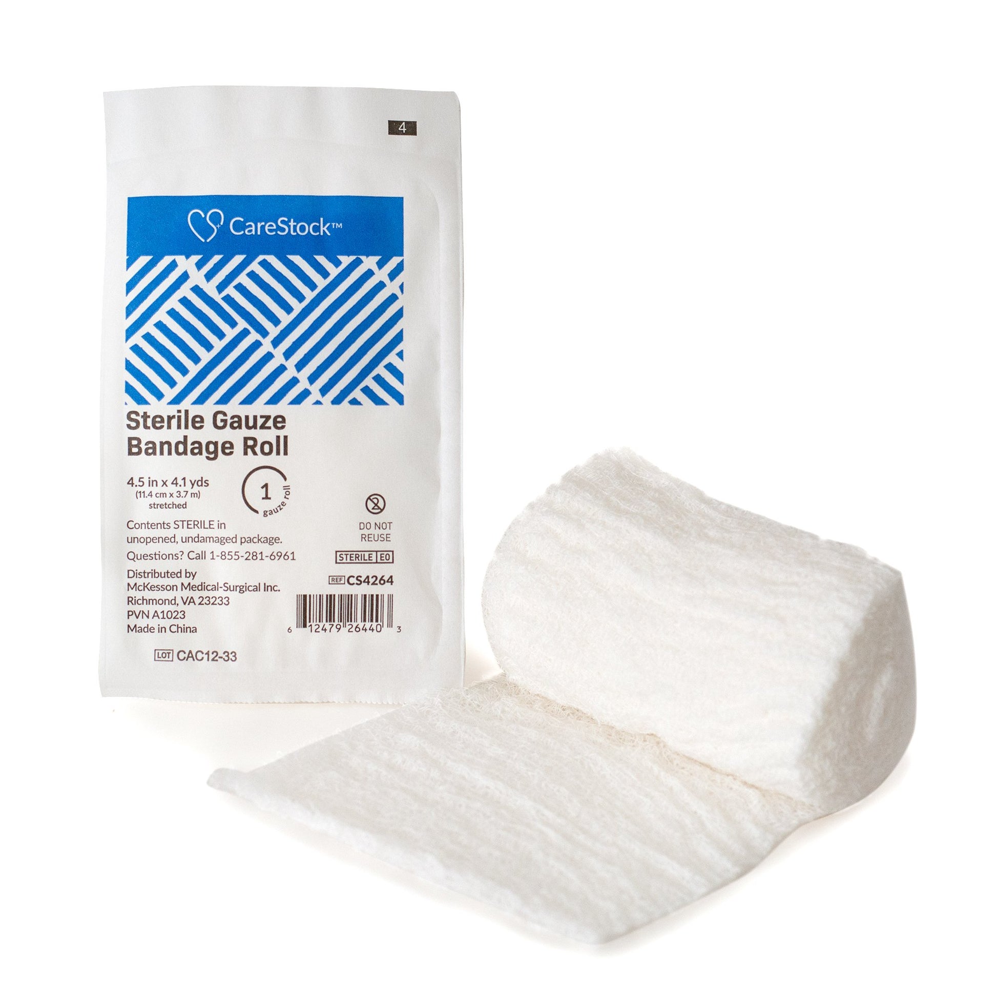 CareStock™ Sterile Gauze Bandage Roll, Sterile, 4.5 Inch x 4.1 Yard