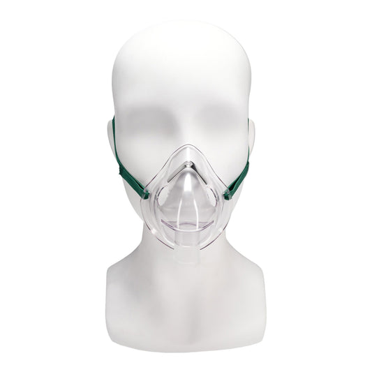 Oxygen Mask Salter Labs Elongated Style Adult One Size Fits Most Adjustable Head Strap / Nose Clip