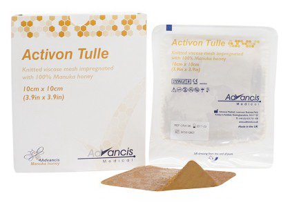 Honey Impregnated Wound Dressing Activon Tulle Square 4 X 4 Inch Sterile