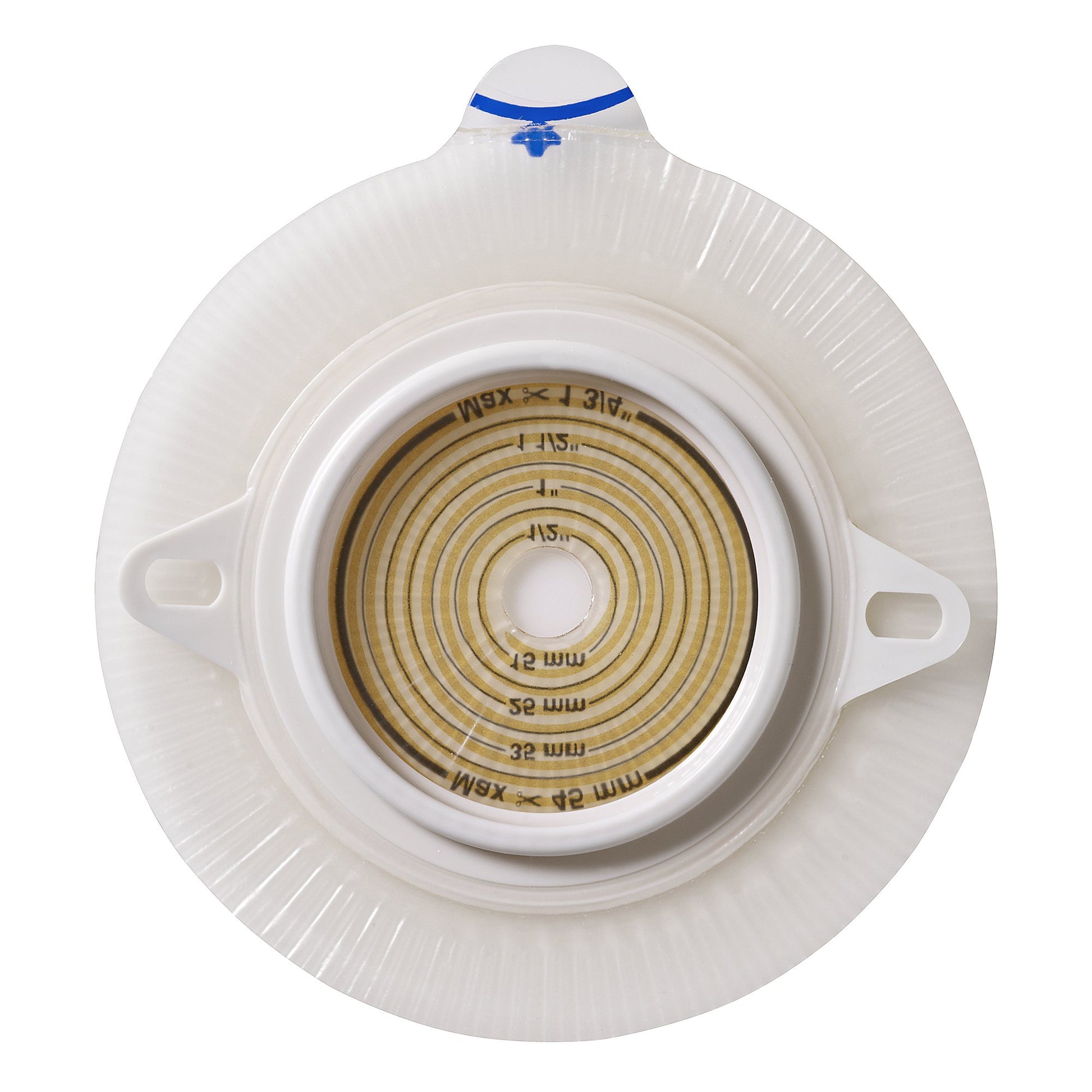 Assura Flat Ostomy Barrier, Trim to Fit Stomas 10 – 55 mm, Blue Color Match