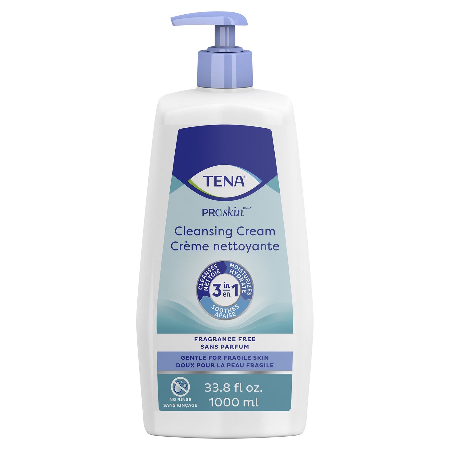 Tena Body Wash Cleansing Cream, Alcohol-Free 3-in-1 Formula, Unscented, 1000 mL