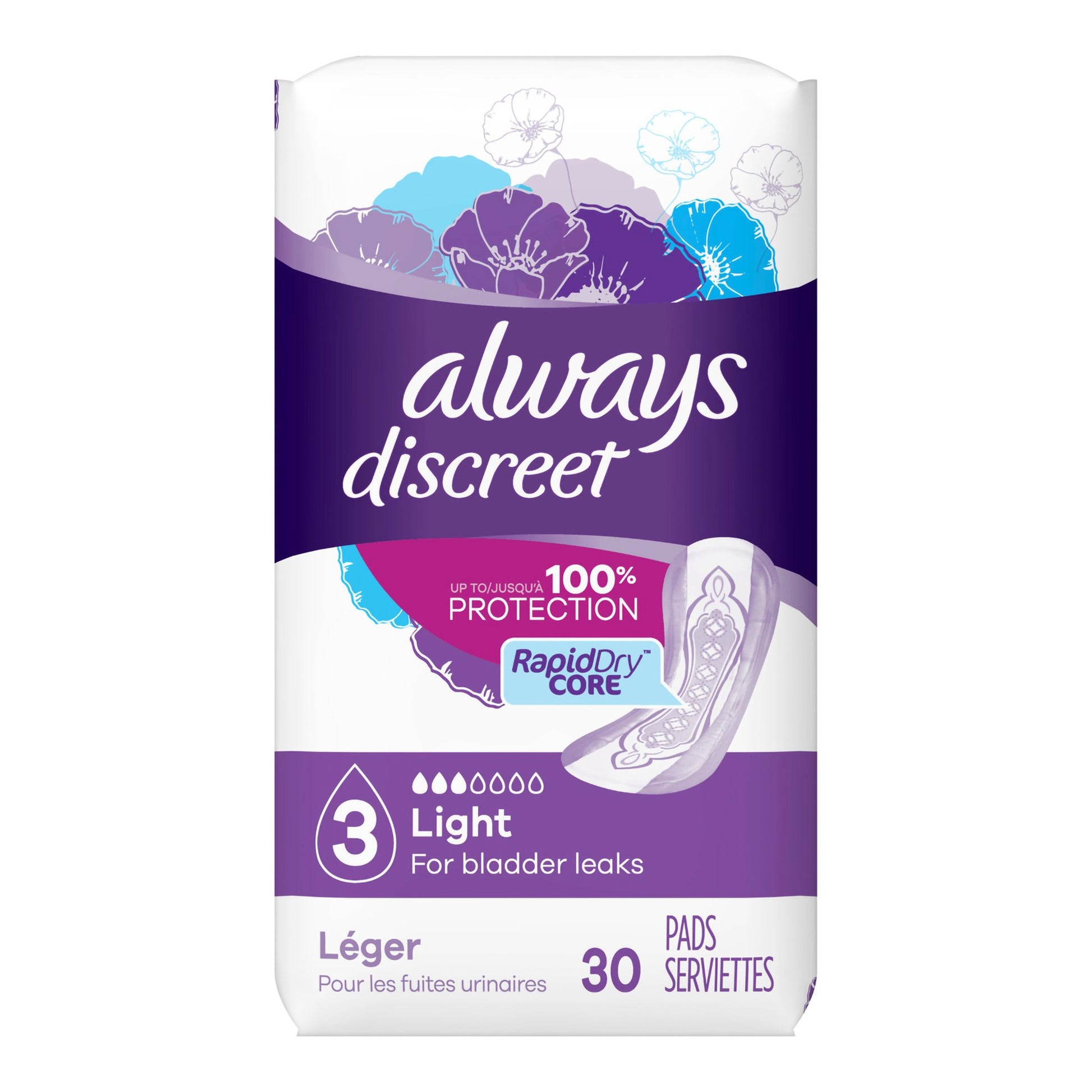 Always Discreet Bladder Control Pad, Size 3