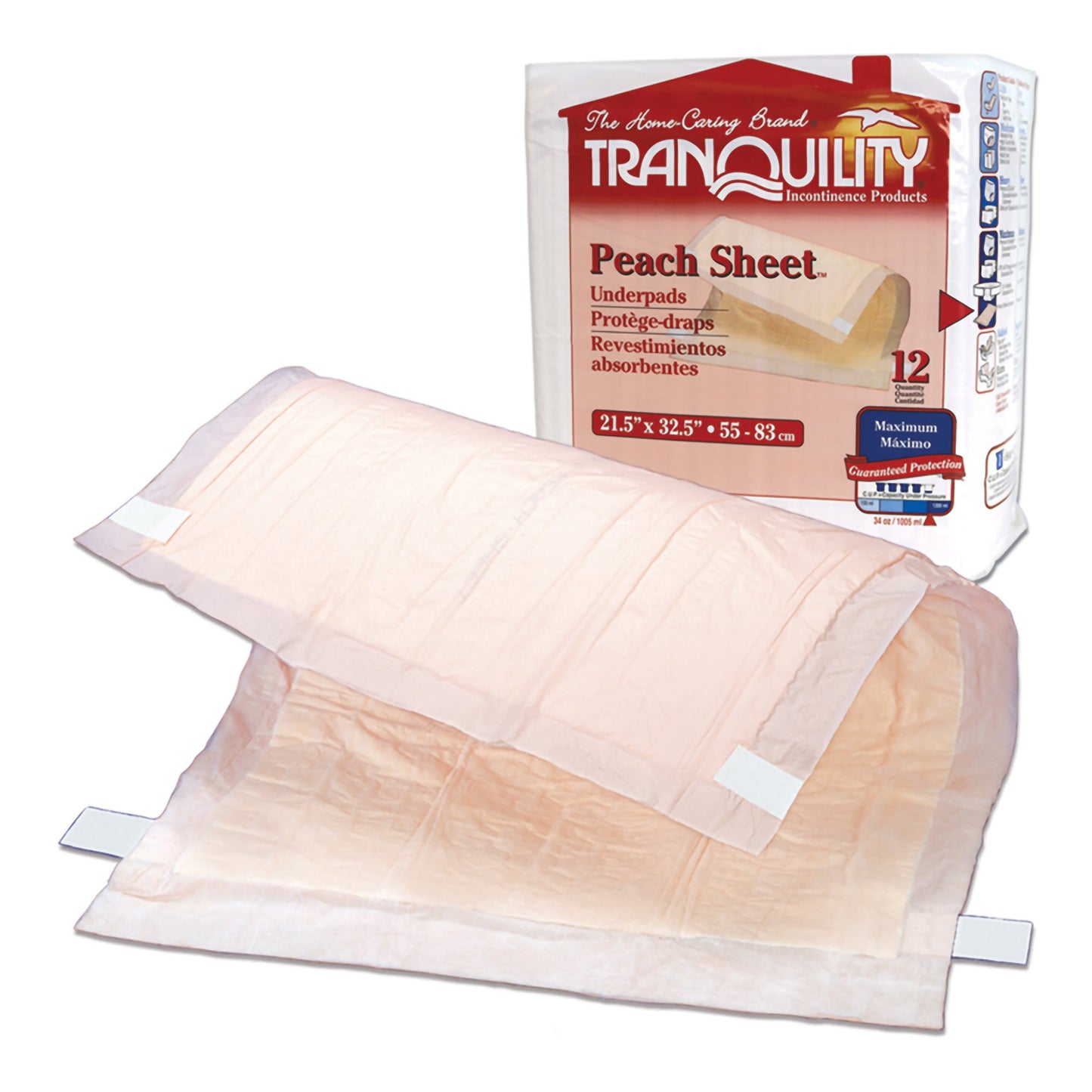 Tranquility Peach Sheet Underpad, 21½ x 32½ Inch