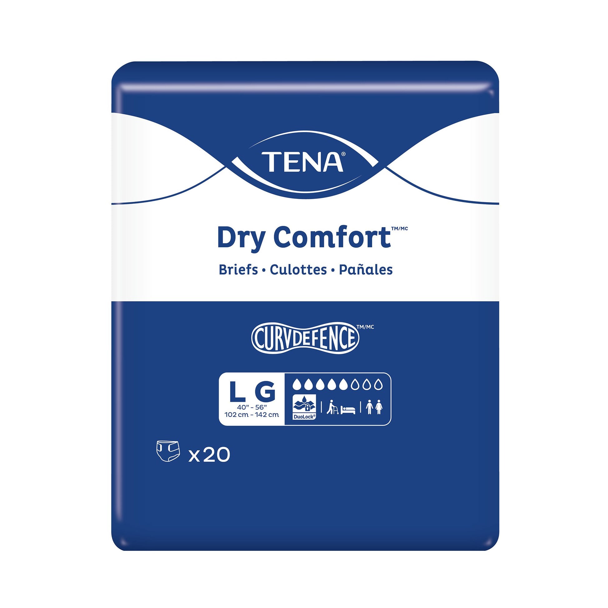 Tena Dry Comfort™ Briefs with Curvdefence™, Large, 40 – 56 Inch, Five Drops