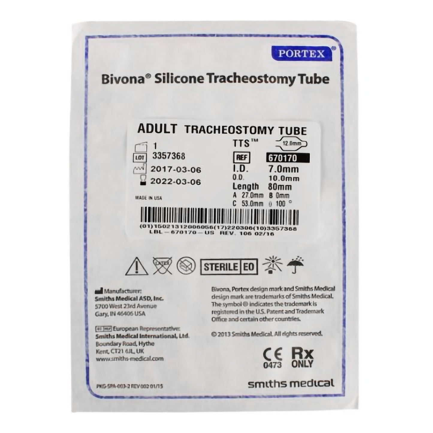 Bivona TTS™ Tracheostomy Tube, Size 7